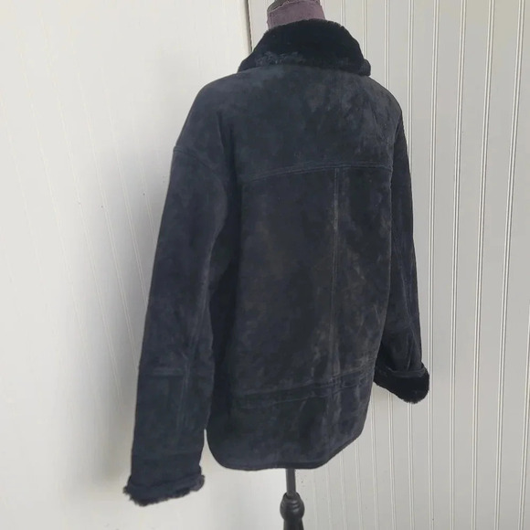 Gorgeous Gallery Women's Genuine Suede Leather Jacket Faux Fur Lining Black Sz M - Picture 6 of 14